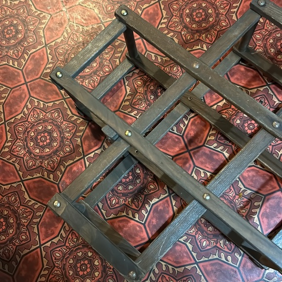 Collapsible Accordian 8 Wine Bottles Rack Vintage Wood Organizer - Picture 2 of 12